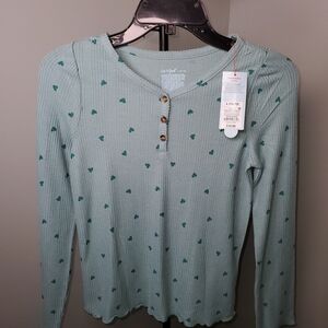Cat & Jack Teal Heart Long Sleeve Tee